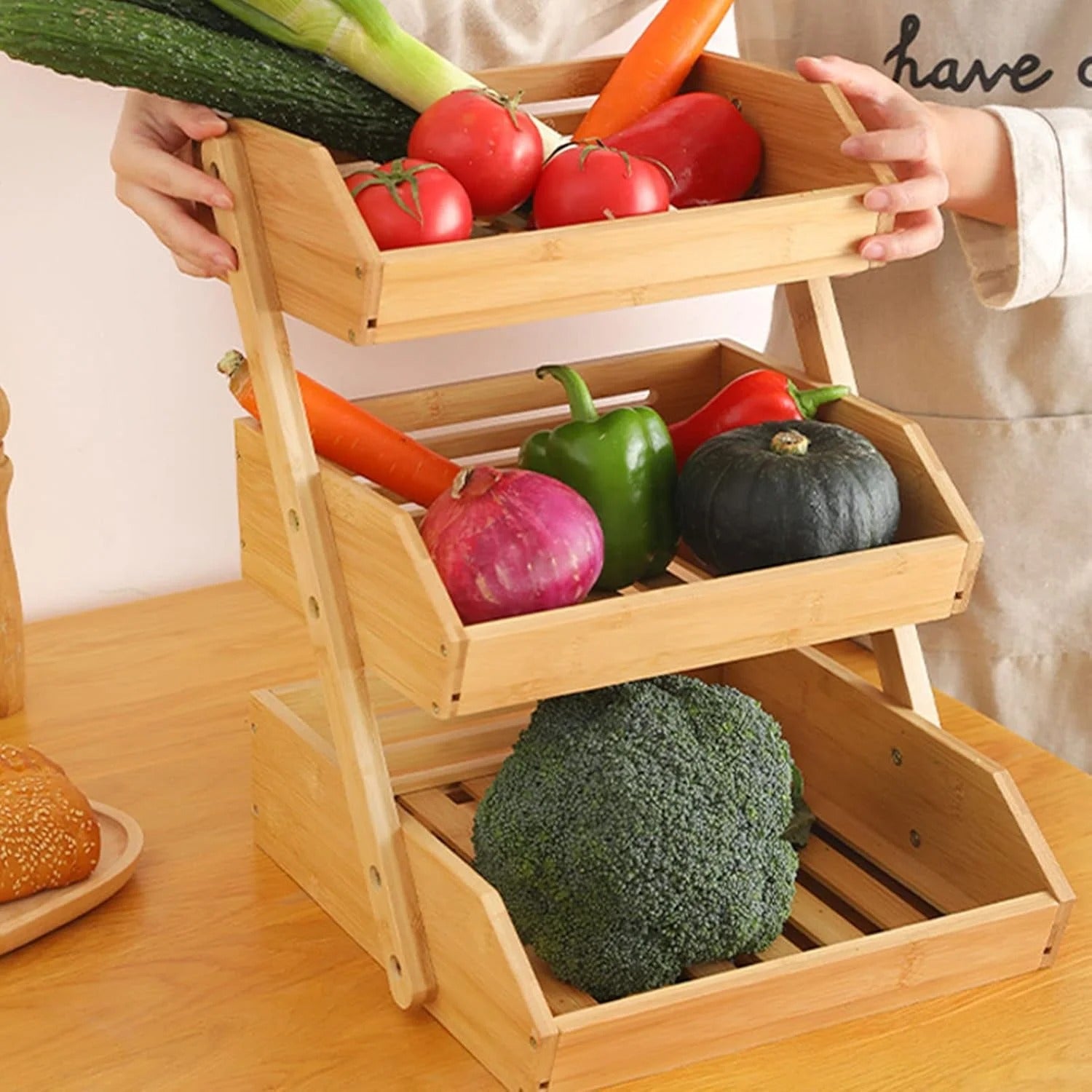 Panier à Fruits en Bambou à 2 ou 3 Niveaux