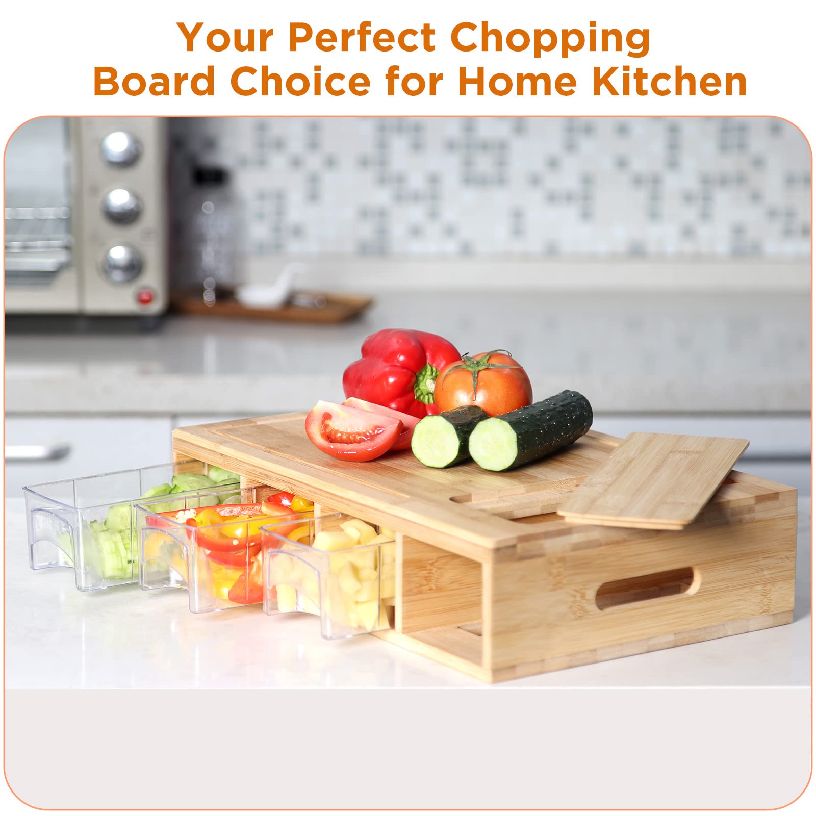 Planche à Découper Bambou avec Rangement