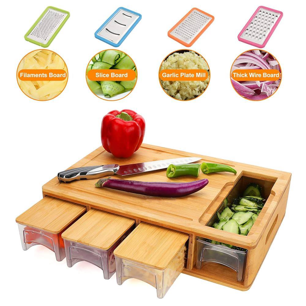 Planche à Découper Bambou avec Rangement