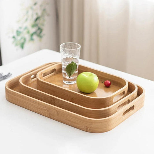 Plateau de Service Rectangulaire en Bois Polyvalent - Mahally.ma