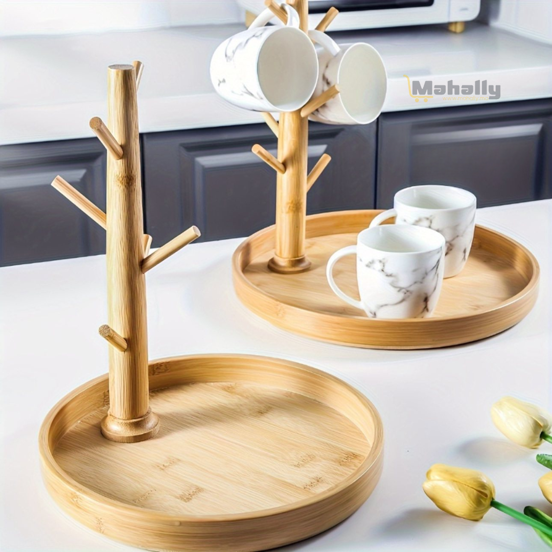 Porte-Tasse en Forme d’Arbre en Bambou