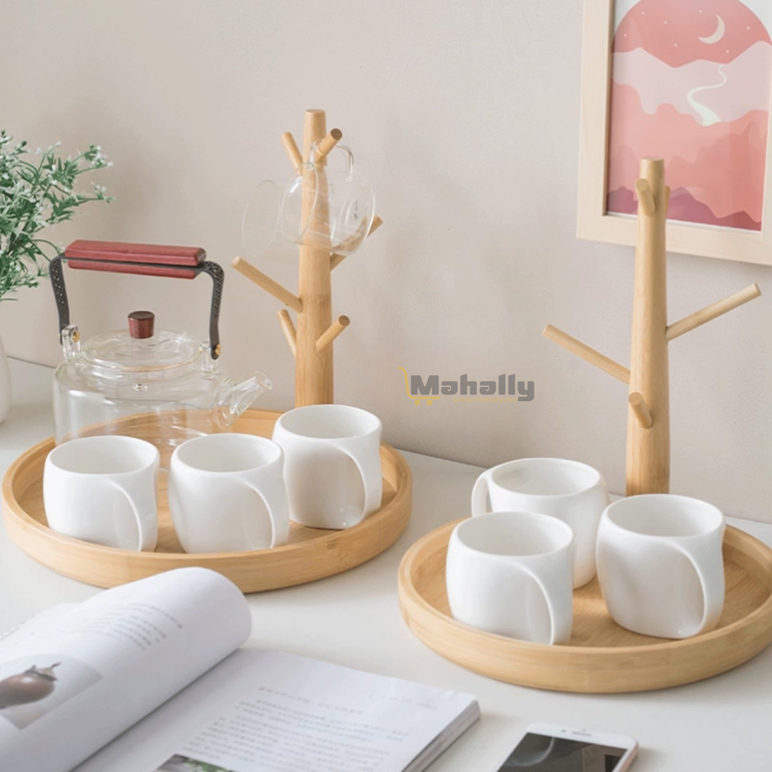 Porte-Tasse en Forme d’Arbre en Bambou
