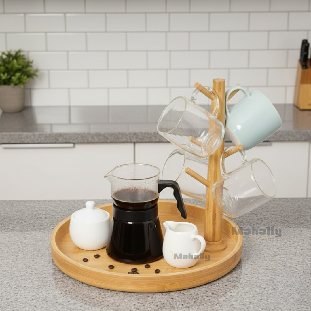 Porte-tasses à café en bois beige