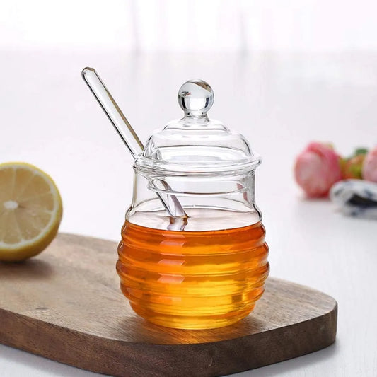 Pot De Miel en Verre Transparent 400ml - Mahally.ma