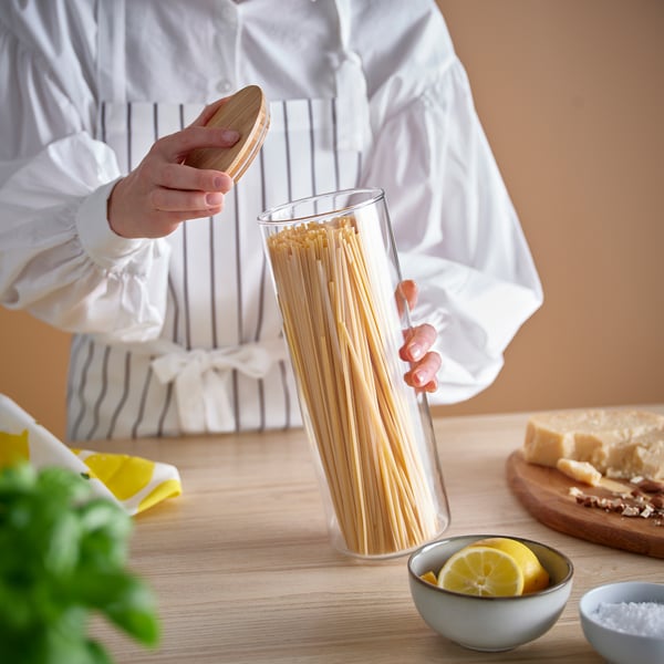 Set de 4 Bocaux Hermétiques en Verre 1,8L avec Couvercle en Bambou