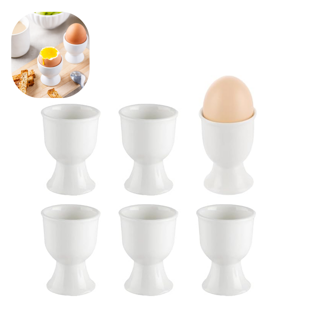 Set de 6 coquetiers en porcelaine blanche - Mahally.ma