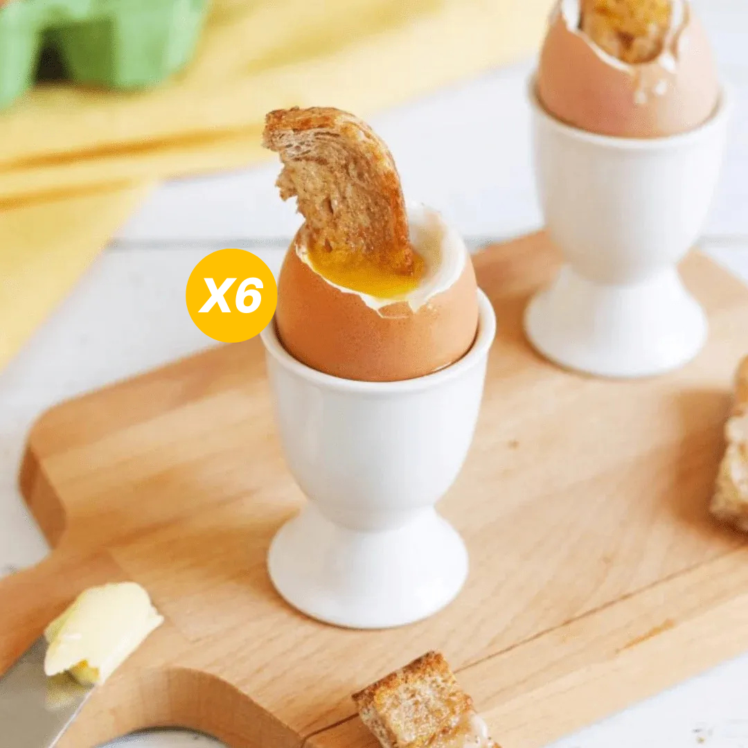 Set de 6 coquetiers en porcelaine blanche - Mahally.ma