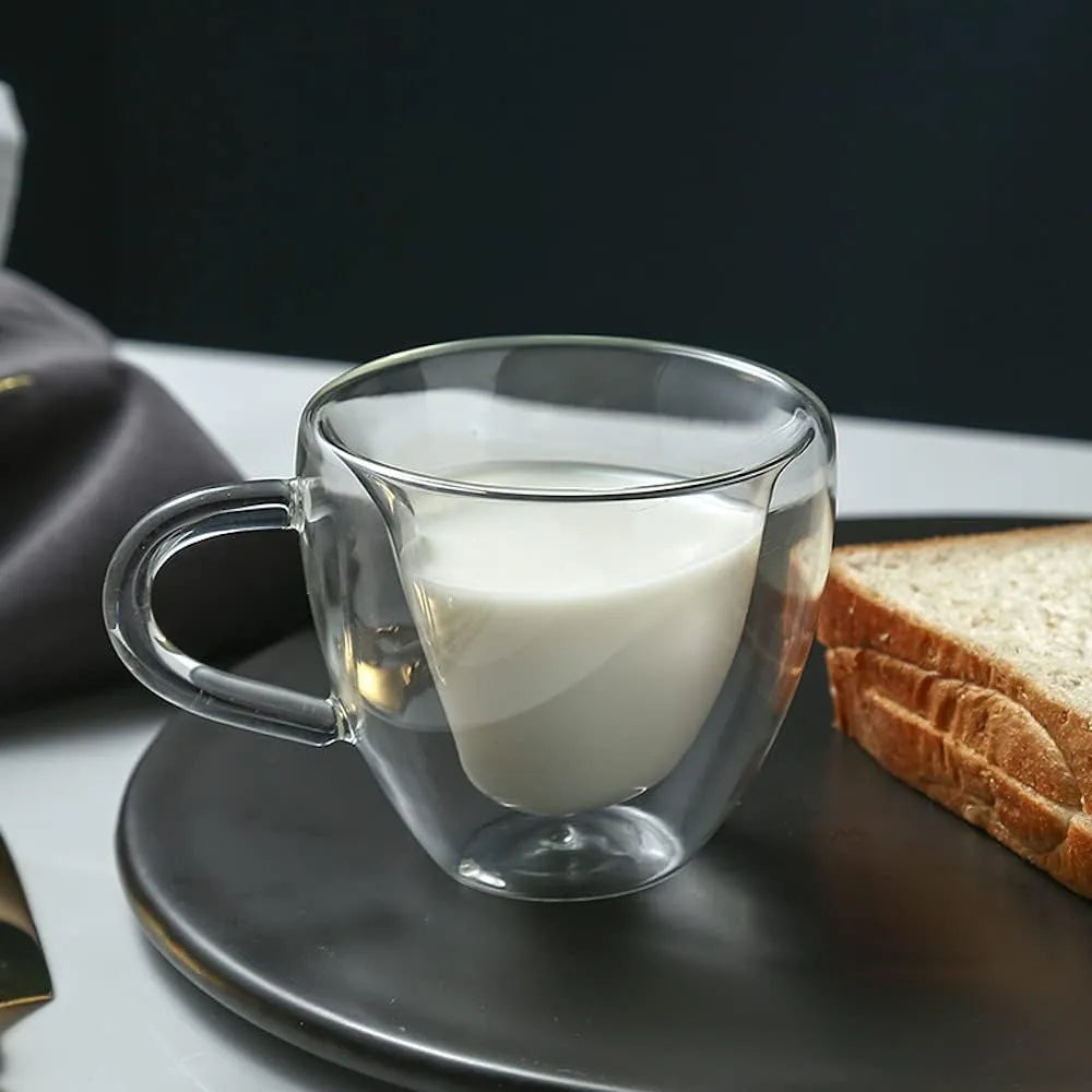 Tasse double paroi en verre 90ml (forme de coeur) - Mahally.ma