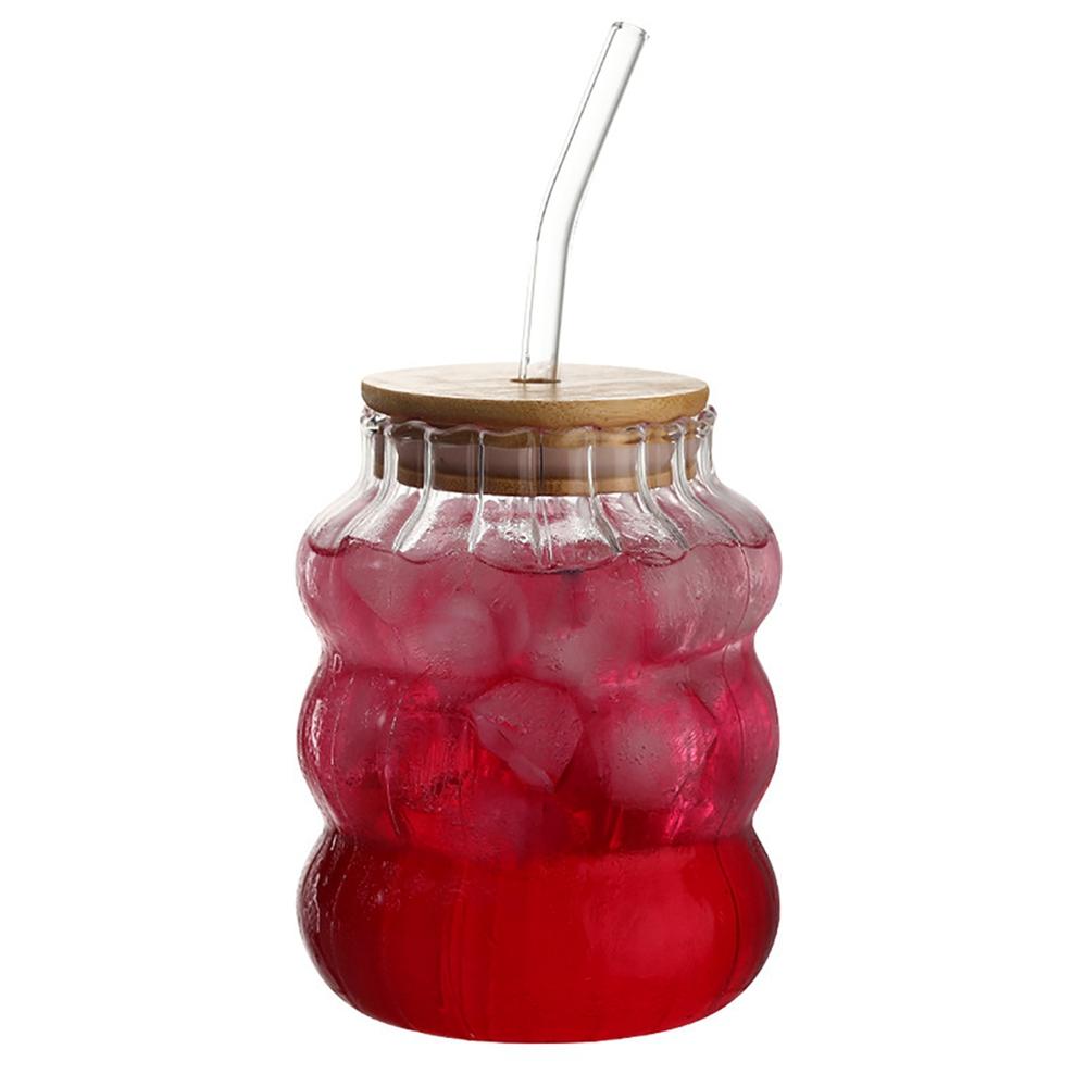 Tasse en Verre Créative avec Couvercle & Paille