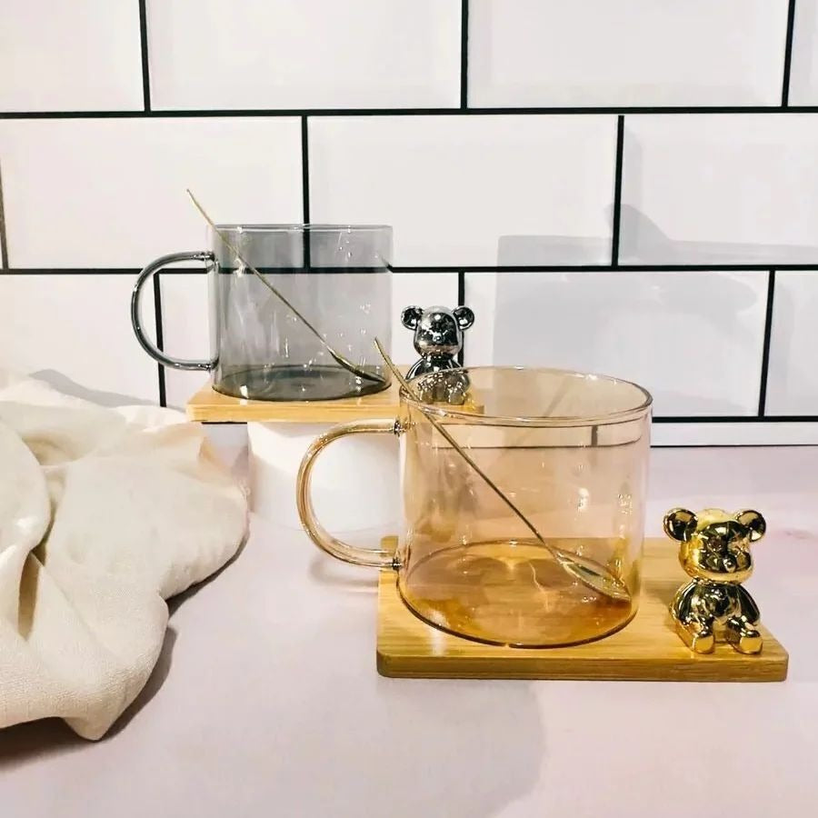 Tasse avec sous tasse en bambou et cuillère - Mahally.ma