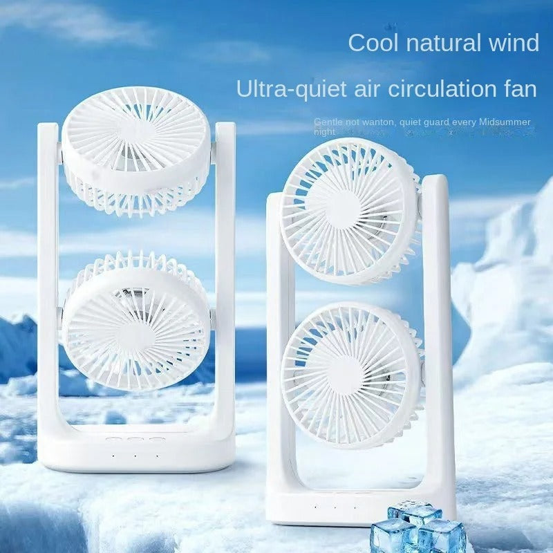 Ventilateur Double Tête LED RGB – Silencieux & Rechargeable USB