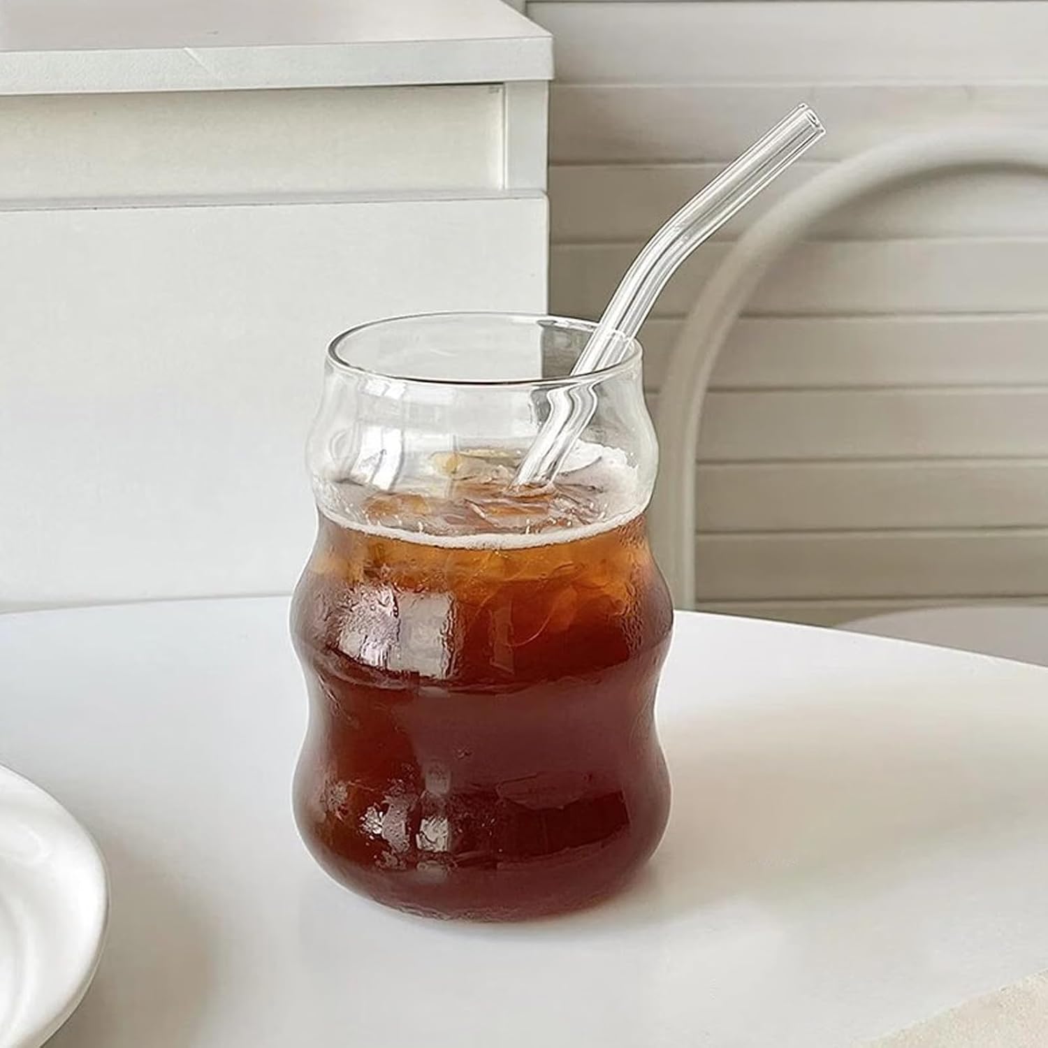 Verre avec Couvercle en Bambou et Paille en Verre, 500 ml - Mahally.ma