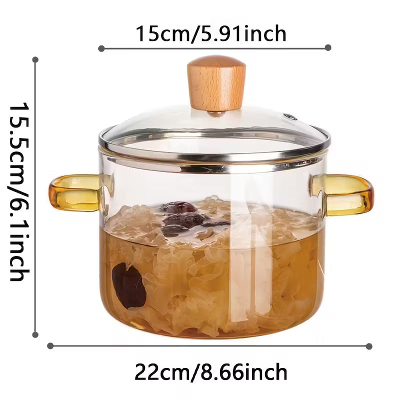 Marmite en verre avec couvercle 1,6 L