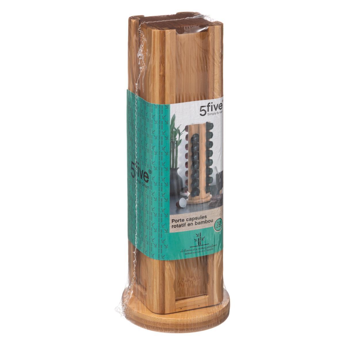 Porte-capsules rotatif en bambou - Mahally.ma
