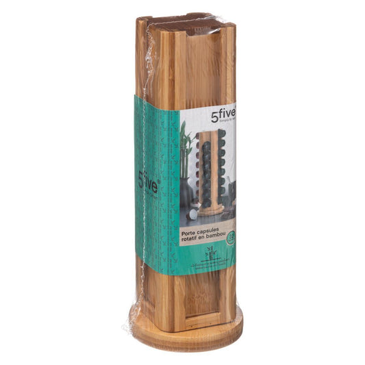 Porte-capsules rotatif en bambou - Mahally.ma