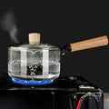 Casserole en Verre Borosilicate 1,8L avec Poignée en Bois et Couvercle Cerf