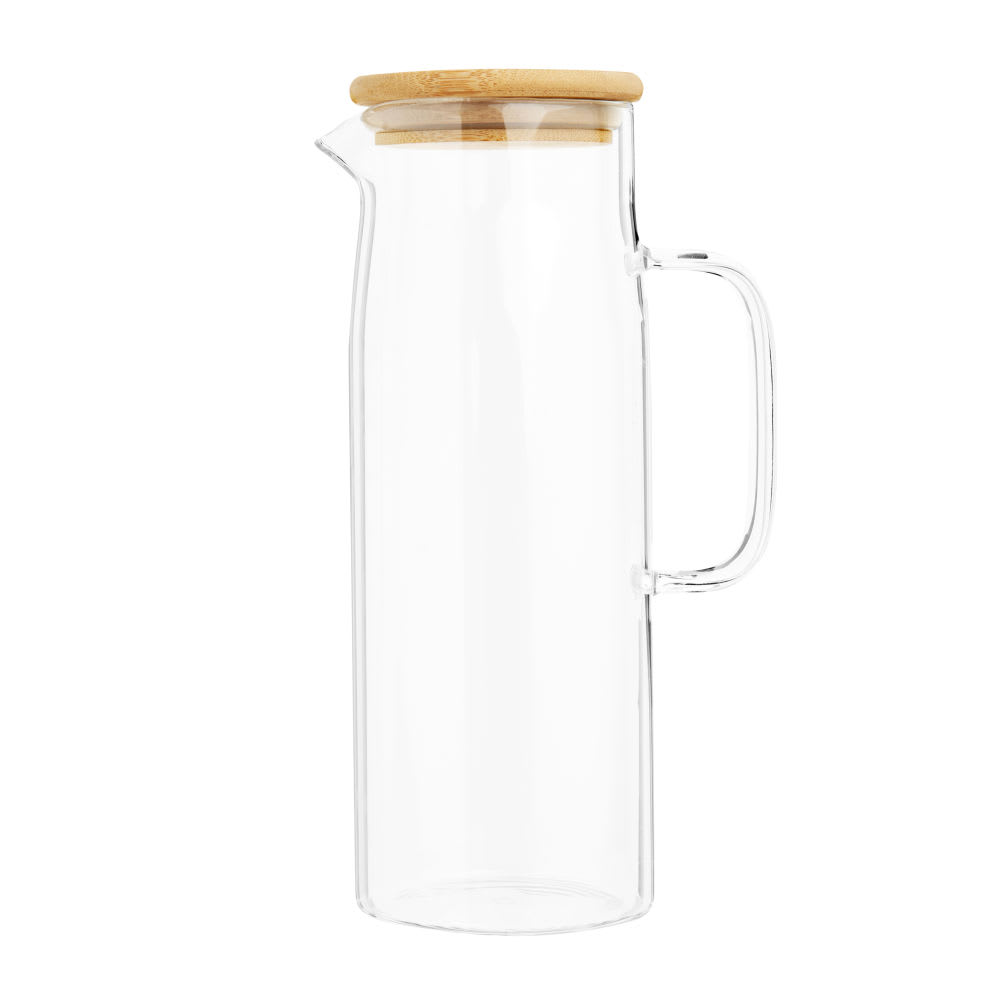 Carafe en verre et couvercle en bambou 1,2L - Mahally.ma
