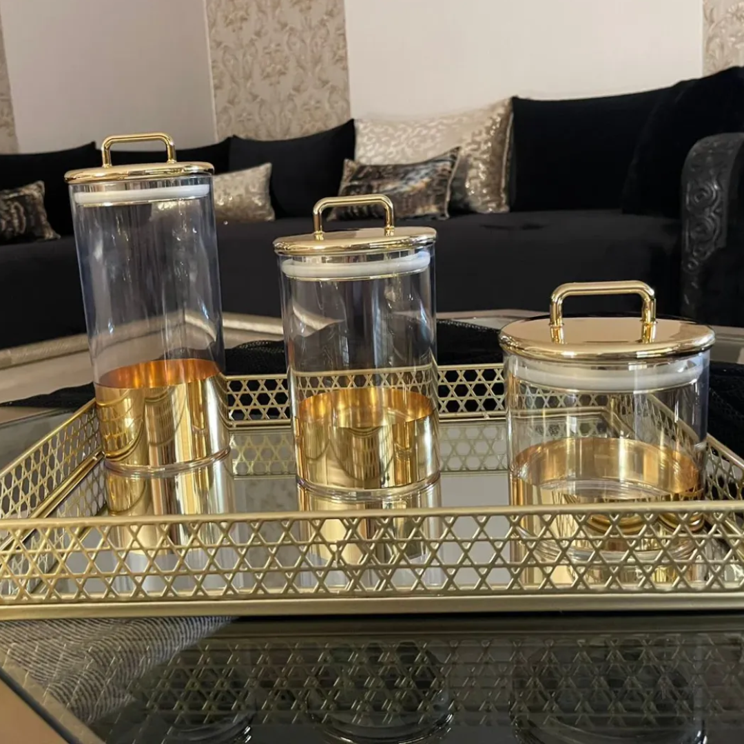 lot de 3 Bonbonnières hermétiques en plexi en différentes tailles