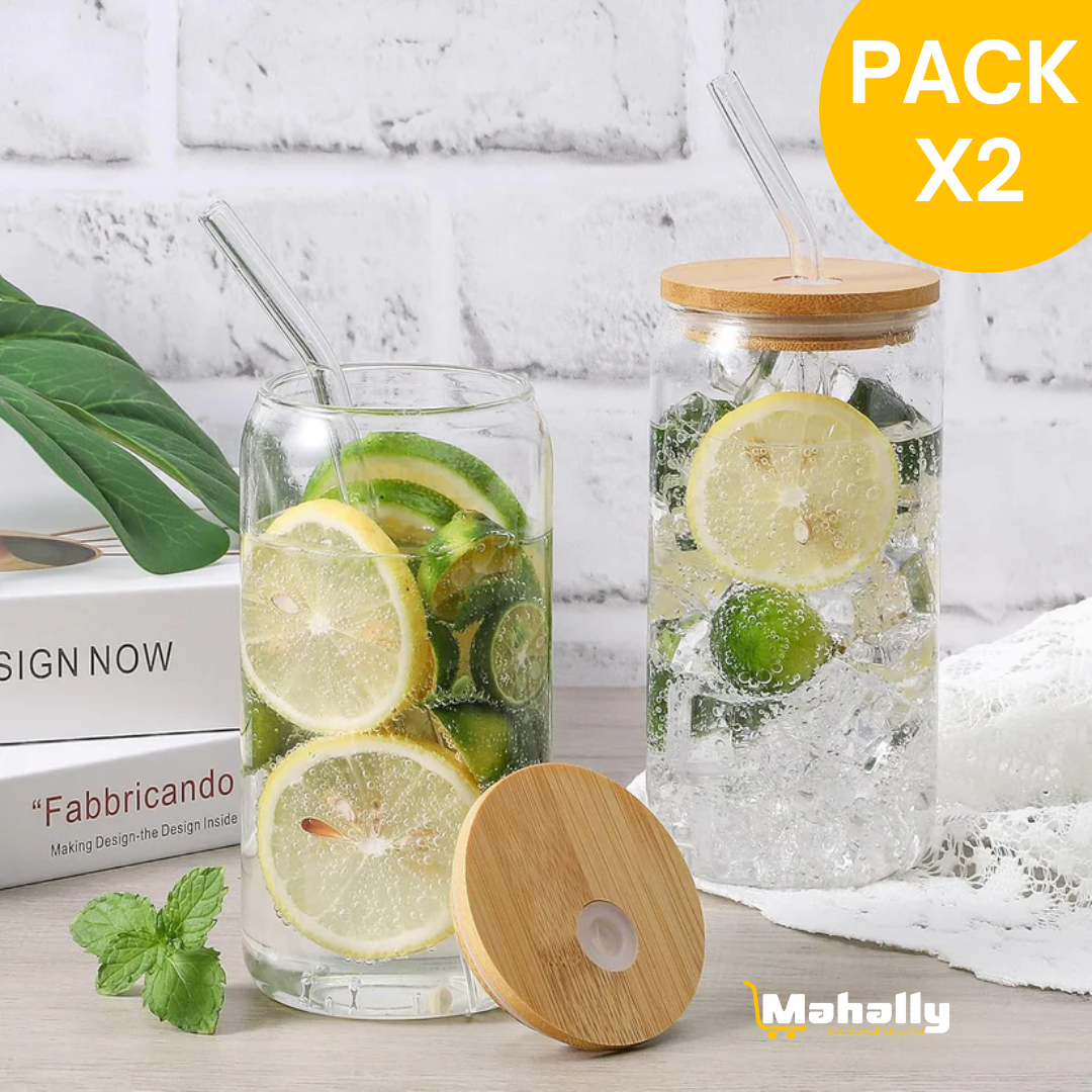 Lot de tasses avec paille & couvercle 550ml