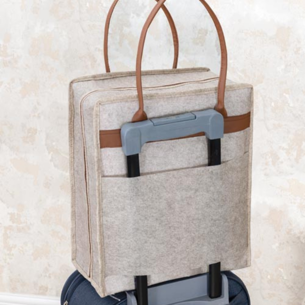 Sac de voyage à chaussures avec poignée en cuir - Beige