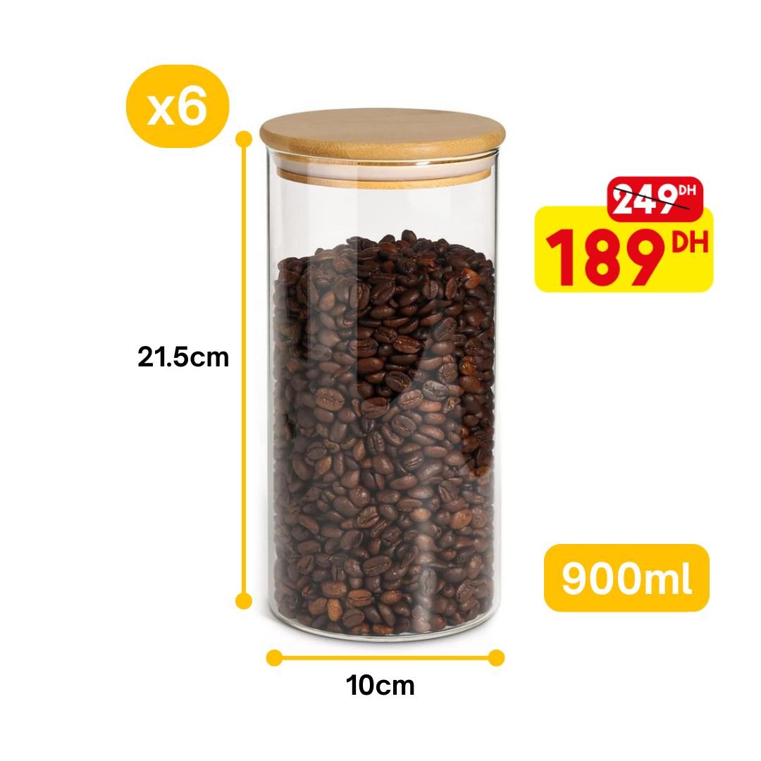 Lot de 6 Bocaux Hermétique avec Couvercle 900ml