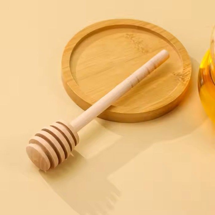 Pot à Miel en Verre 400 ml avec Couvercle & Cuillère en Bois