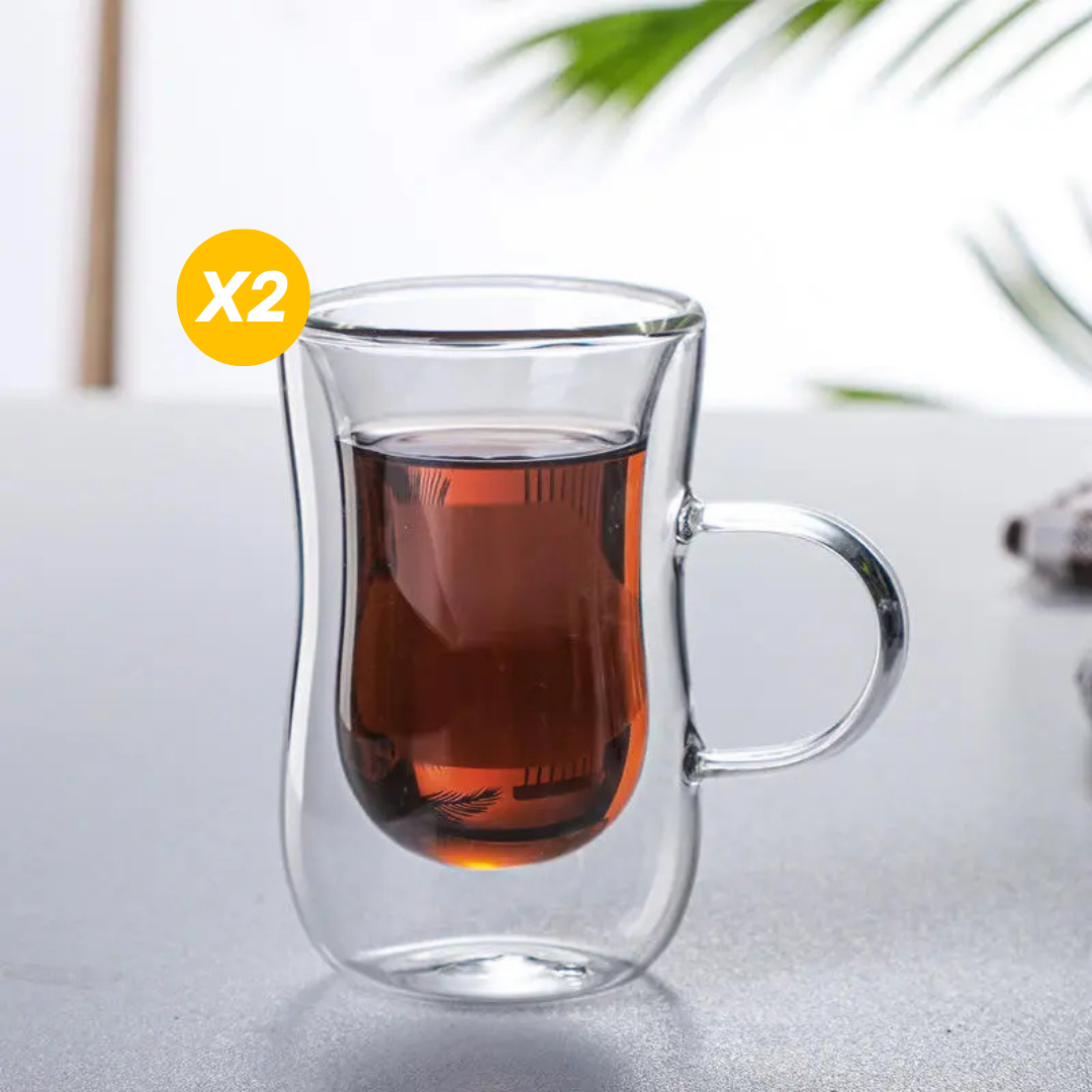 Lot de 2 tasses à café turque double paroi 100ml - Mahally.ma