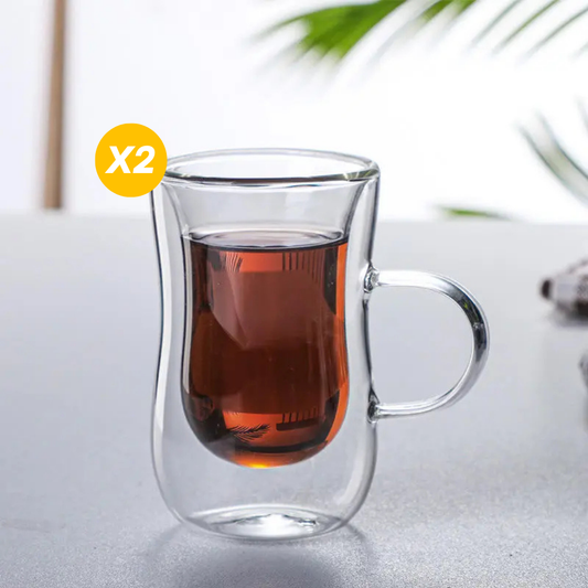 Lot de 2 tasses à café turque double paroi 100ml - Mahally.ma