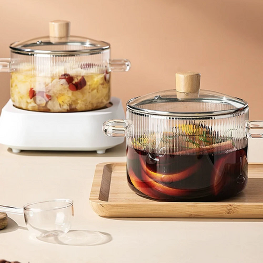 Marmite en verre avec couvercle 1,6 L - Mahally.ma